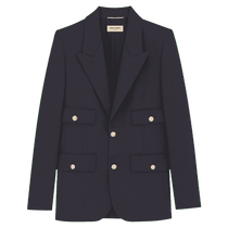 24 issues interest-free] YSL Yves Saint Laurent womens dark blue woolen single-breasted jacket