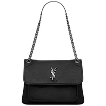 YSL Saint Laurent Womens NIKI Medium Black Grained Sheep Leather Handbag Crossbody Bag