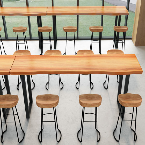 단단한 나무 바 테이블과 의자 조합 복고풍 벽걸이 형 좁은 테이블 긴 테이블 밀크 티 숍 북유럽 하이 테이블 바 테이블과 의자