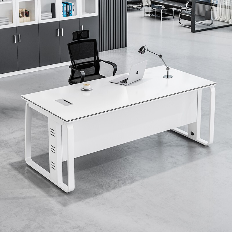 Simple and Modern Office Desk, Boss's Desk, Office Desk and Chair Combination, Small Single-Person Desk, White Corner Computer Desk Simple and Modern Office Desk, Boss's Desk, Office Desk and Chair Combination, Small Single-Person Desk, White Corner Computer Desk