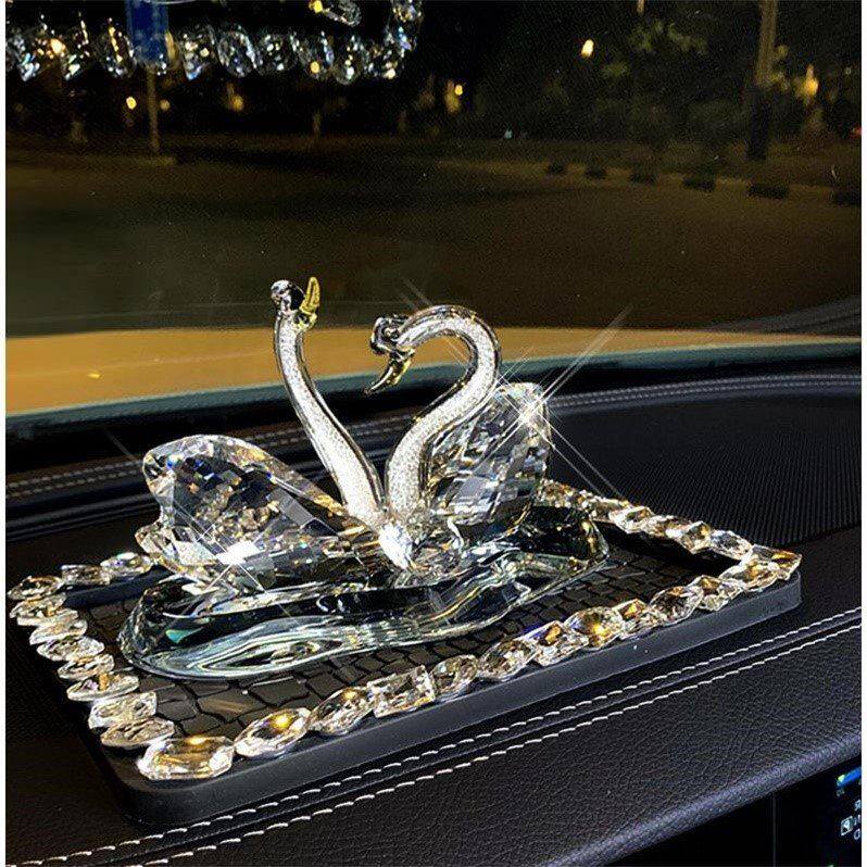 Car ornaments Crystal White Swan car car instrument panel creative high-end goddess decoration decoration