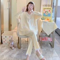 Xinjiang lunar sub-clothing spring pure cotton thin section pregnant woman sleepwear postpartum breastfeeding spring and summer maternal breast feeding clothes to be