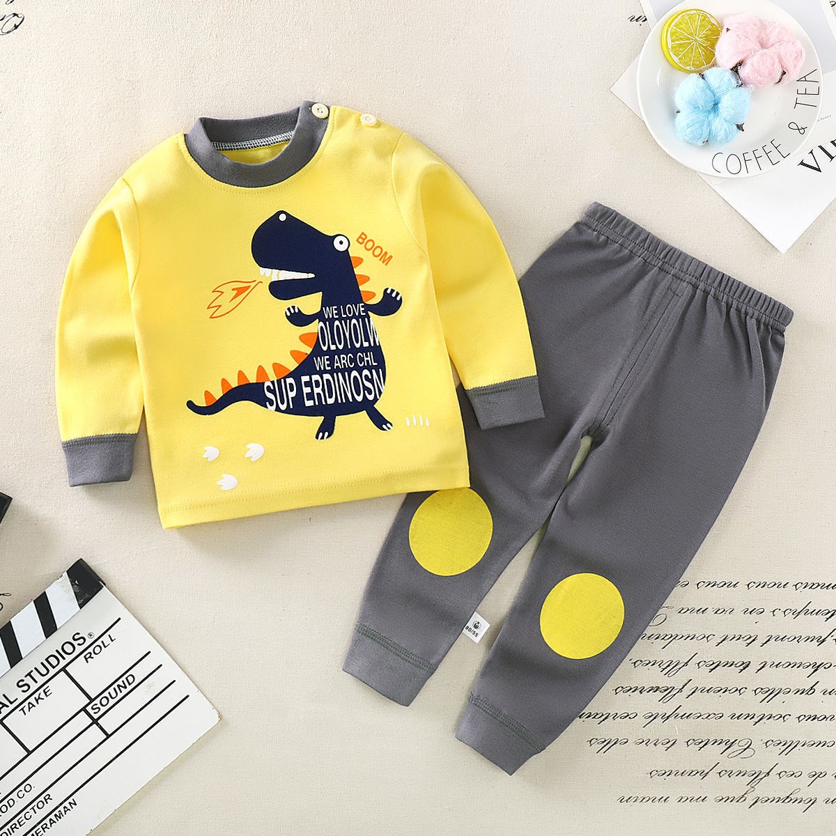 Children's shirt internal lap pants suit pure cotton male girl inside wearing autumn clothes sanitary pants baby cuddling cuddling cute inner clothes pants