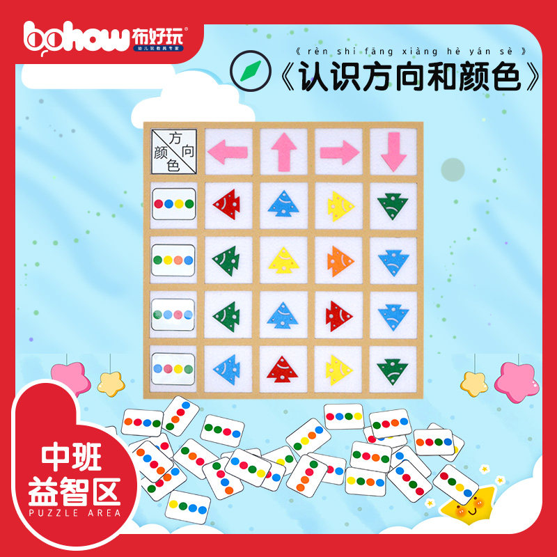 Cloth fun kindergarten small and middle class puzzle area logic training children to recognize color direction desktop sorting toys