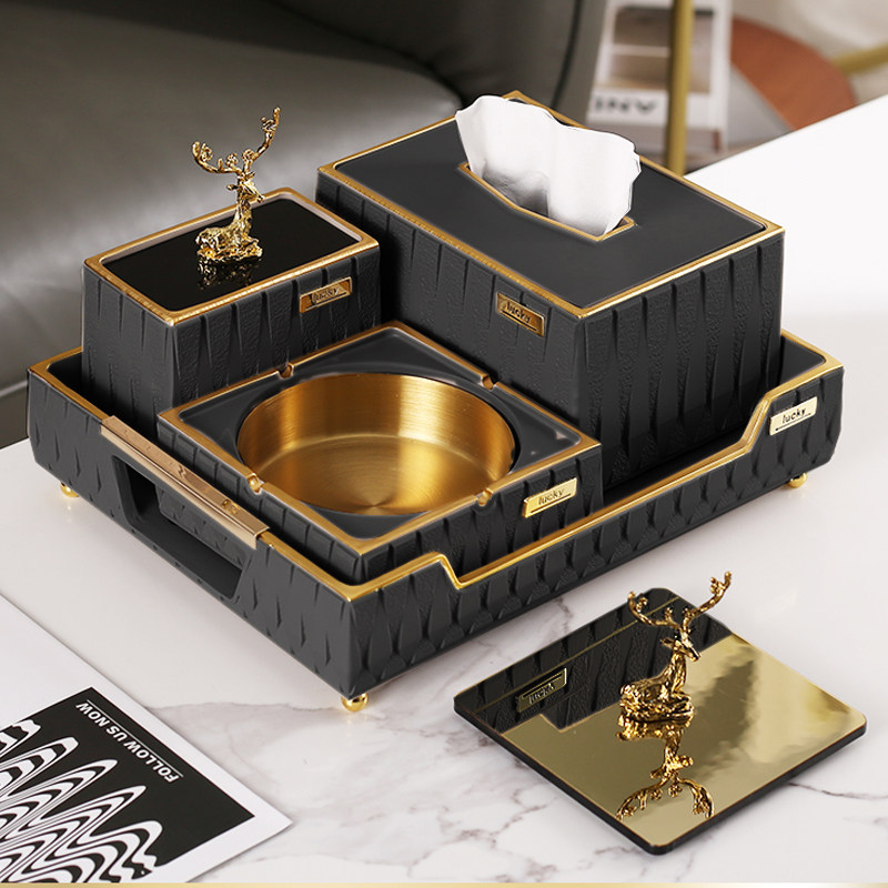 Creative Ashtray Tissue Box Suit Light Extravagant High-end Atmosphere Upper Class Superior Sense Living Room Home Tea Table Pendulum-Taobao