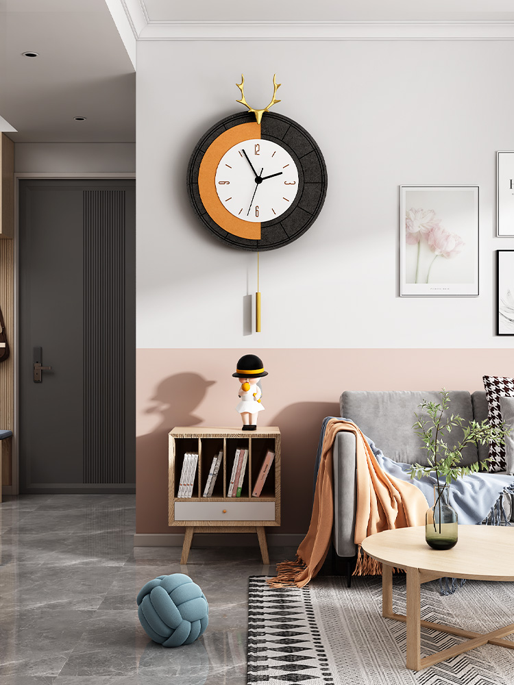Watch wall clock Living room Modern Nordic fashion Deer head watch creative trend Home light luxury art decoration clock