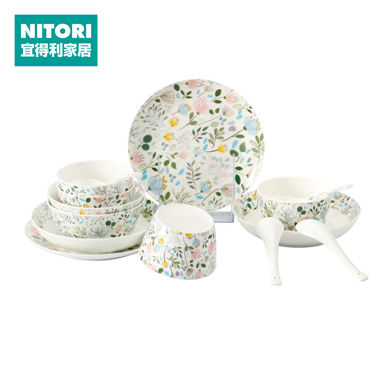 NITORI Yideli home tableware set combination plate bowl spoon 4 people with 14 skull porcelain set The Wizard of Oz