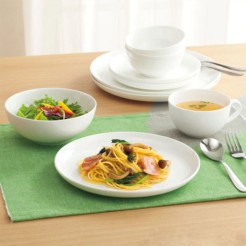 Nitori Home Furnishings Tableware Set Simple Bowl and Plate Combination Pure White Bone China 16-Piece Tableware Set
