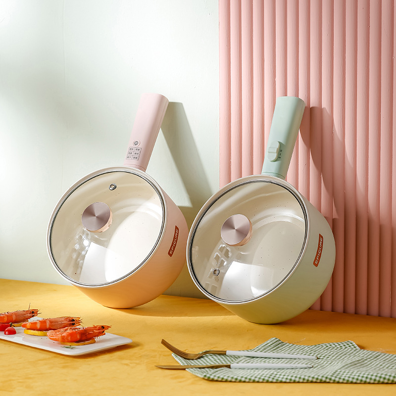 Electric cooking boiler dorm small power student pot can fry fry non-sticky pan mini hot pot without tripping