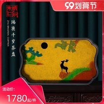 Zhu Bingren copper creative simple Chinese home practical water storage drain pan kung fu tea set tea Tori deer thousand years old