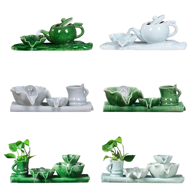 Ceramic automatic circulating water fish tank fish tank aeration filter indoor fountain waterfall decoration landscaping ornaments