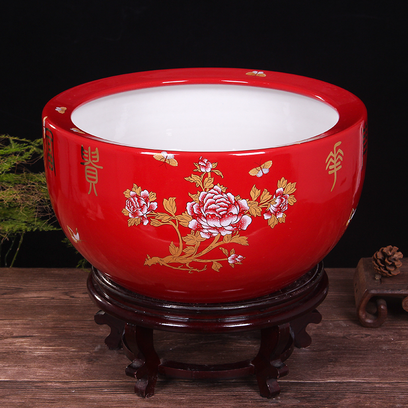 Jingdezhen cornucopia ceramic fish tank large fish basin living room bowl lotus water lily basin turtle tank lucky small ornaments