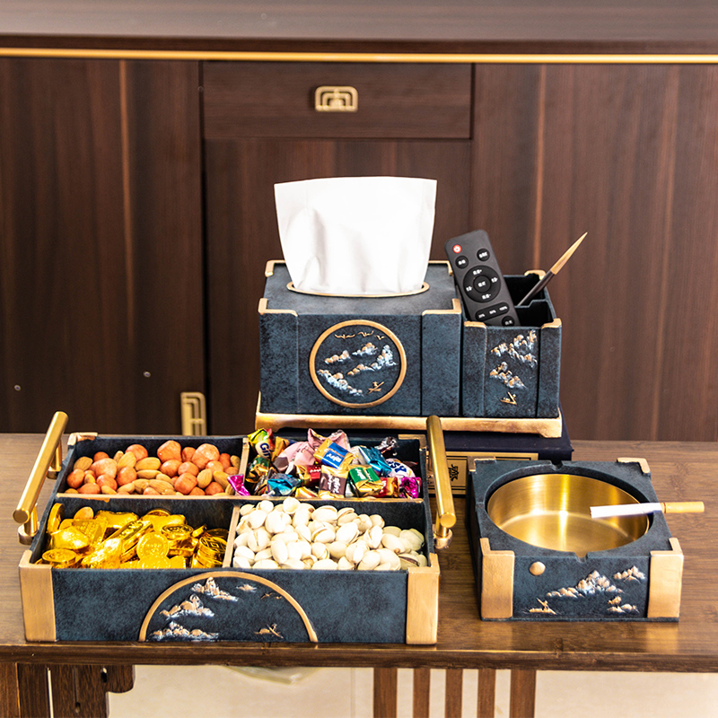 New Chinese landscape tissue box creative living room light luxury high-end multi-functional integrated coffee table decoration storage toilet paper box