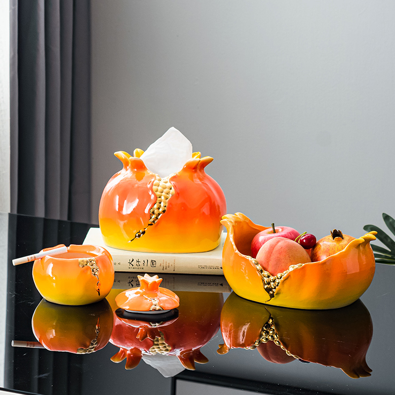 New Chinese high-end light luxury ceramics for fruit and fruit plate decoration creative home coffee table living room small candy storage box