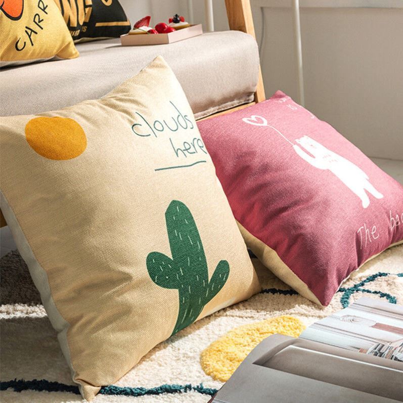 Pillowcase 50x50 Cotton Linen Living Room Bedside Back Pillow Thickened Practical Pillow Office Sofa Cushion Pillow Waist