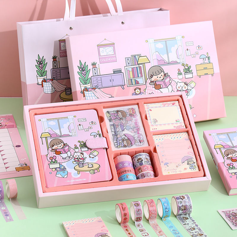 Net red full set of hand account material cute cartoon fairy hand book set book girl heart hand book notebook