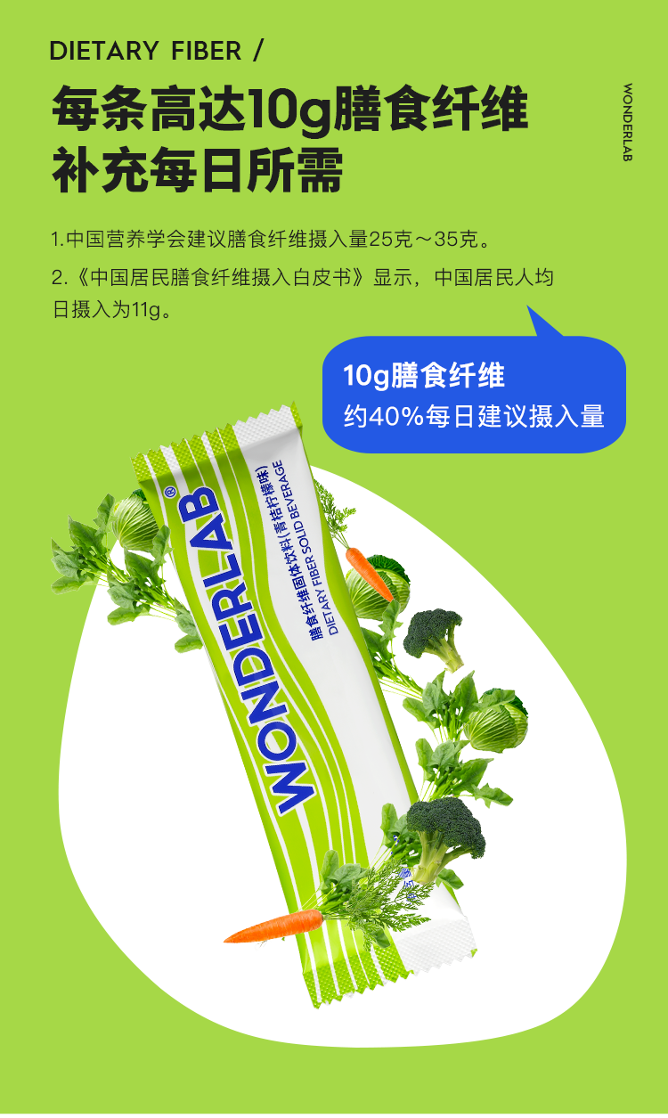 WonderLab青桔柠檬味膳食纤维粉20g×10条