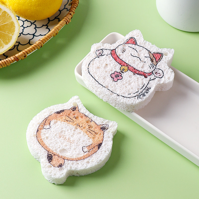 Wood pulp cotton dishwashing Cartoon Natural Sponge Kitchen Dishwashing Dishwashing Dishwashing Dishcloth Wash Pan Brushed Pan God