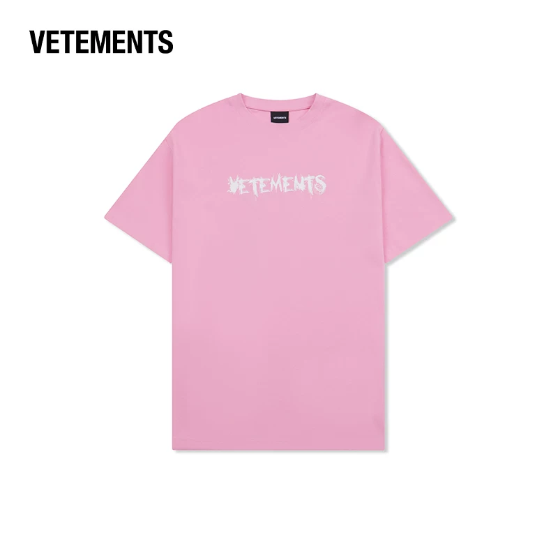 Хлопковая футболка VETEMENTS мужская и женская, с коротким рукавом, принт
