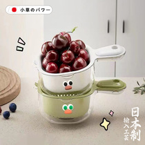Japans new double-layer dopamine sink basin fruit drain basket multi-functional kitchen fruit basket with handle
