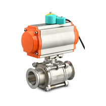 GUQ-KF high vacuum three-piece pneumatic ball valve 304 stainless steel KF16 25 40 40 63 63 pneumatic ball valve