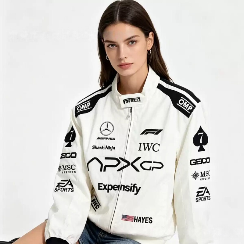 F1 Racing Suit, Speed Racing Embroidered Jacket, American Retro Motorcycle Riding Suit, Cotton-Padded Breathable Thin Jacket
