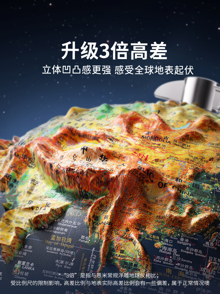 Enmi 3D Embossed Globe with Floating Effect, Luminous Ar Smart Children's Educational Toy, Genuine Product for Elementary and Middle School Boys, Birthday Gift, Living Room Decoration, Extra-Large High-End Model