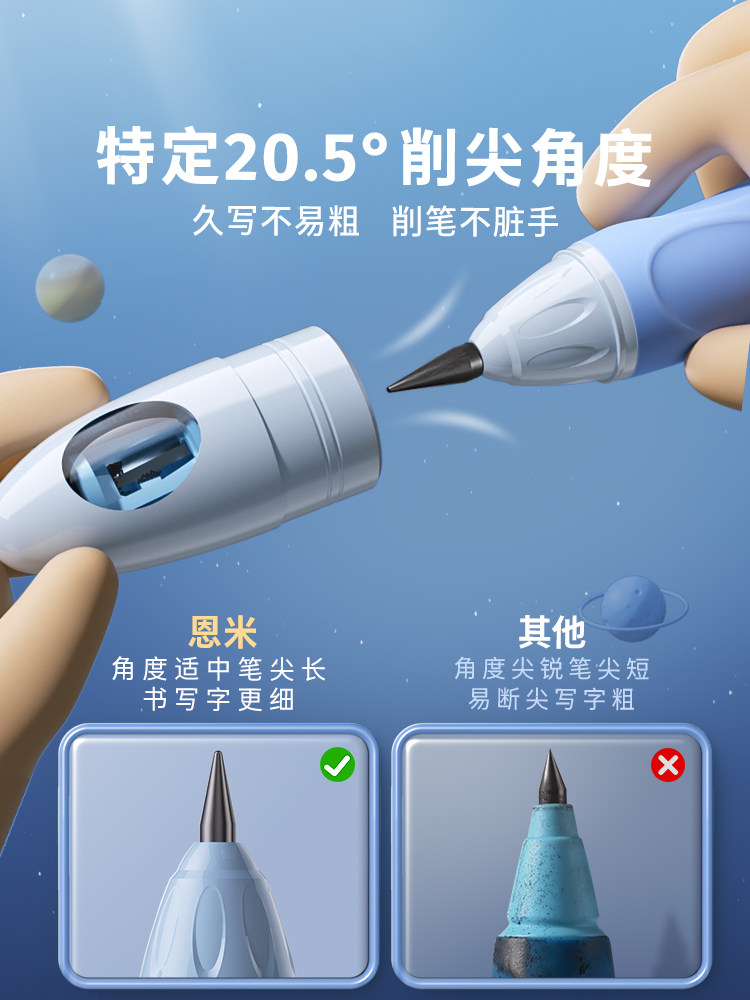 Enmi Pencil Kindergarten Beginner Posture Correction Pencil for Elementary School Students, Non-Toxic, Suitable for First and Second Grade Children, Correct Posture Hb Pencil with Hole, Automatic Pen Control Training, 2B Core, Thick Barrel Set, High Aesthetic Value