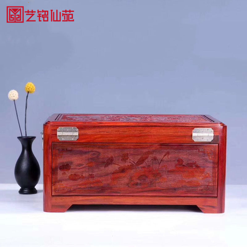 Big red rosewood jewelry box wedding mahogany storage box Chinese style solid wood cosmetic box large capacity
