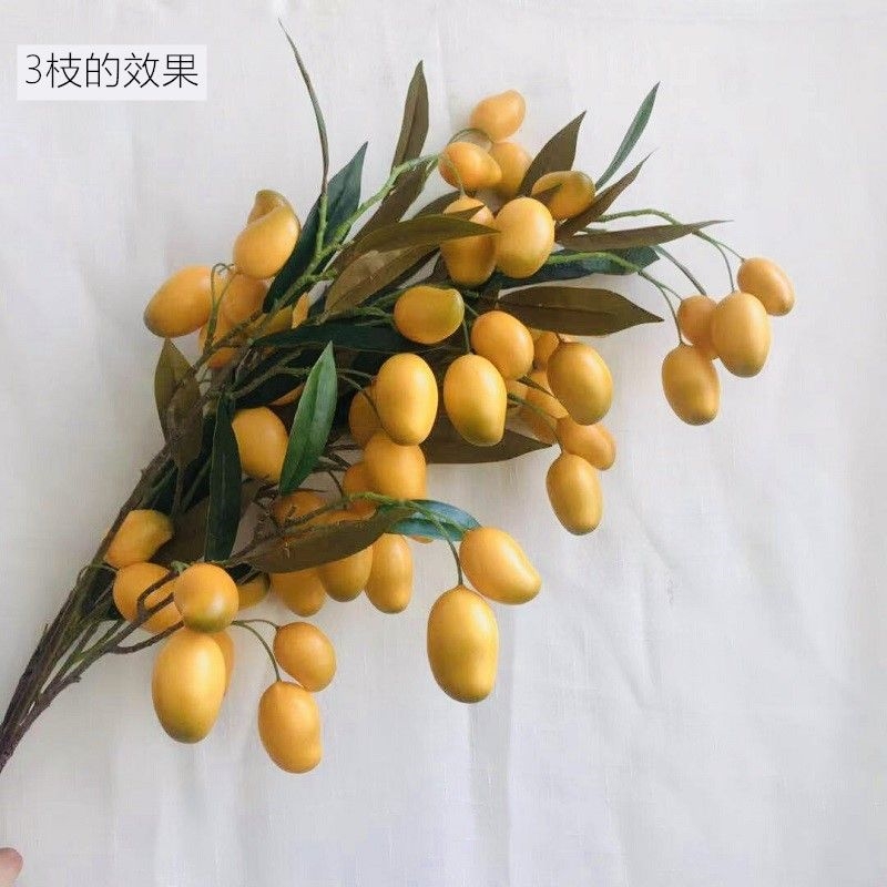 New Artificial Large Yellow Mango Fake Plastic Fruit Tree Branch Home Floor Decoration Display for Real Estate Model Rooms