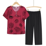 Летняя одежда для матери, комплект для пожилых людей, для среднего возраста, короткий рукав