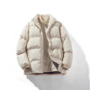 Autumn and winter turtleneck cotton coat thickened velvet jacket men's new solid color cotton jacket down jacket couple wear bread coat large size