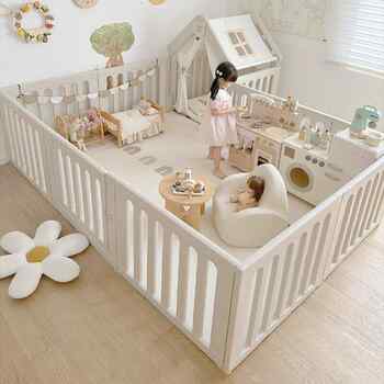 贝易彩虹地围栏宝宝婴儿爬爬垫围栏一体室内早教游戏防护栏秋千实付558元到手包邮