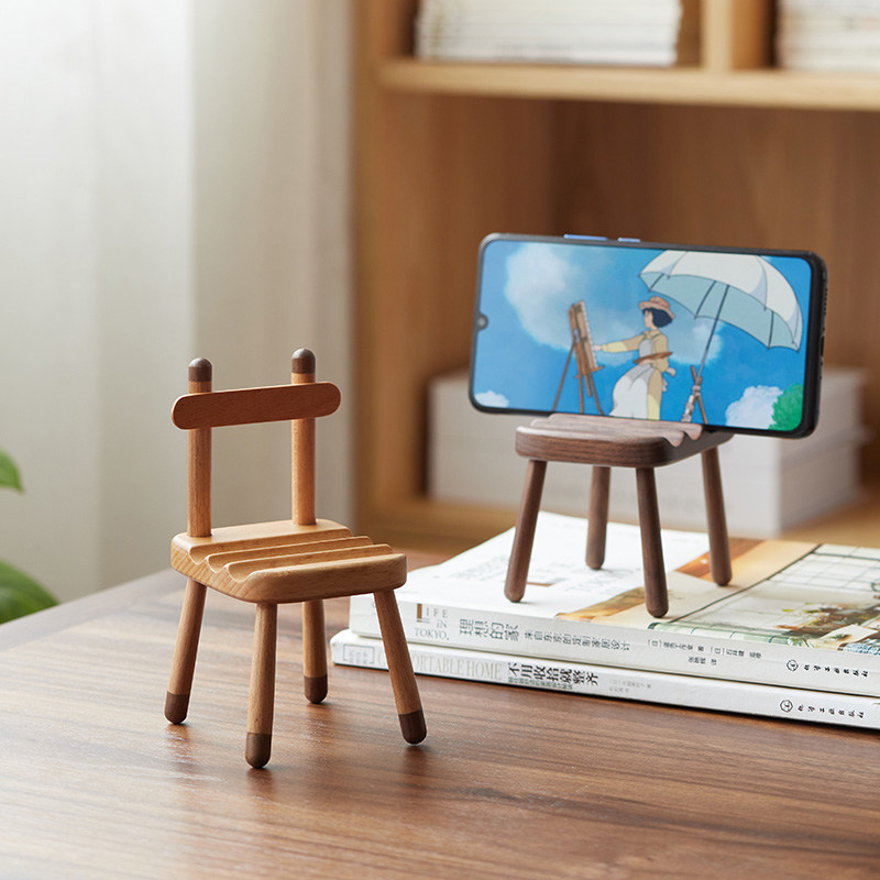 Wooden desktop lazy mobile phone bracket bench creative cute flat ipad simple universal adjustable mobile phone holder