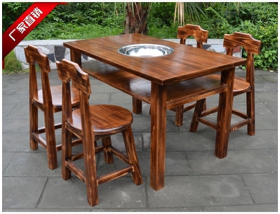 Столики с твердым деревом горячих горшка и комбинированные на стуле пряные горячие столы и комплекты стулья Длинные столы и стулья электромагнитная печь Кабельное газ