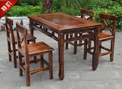 Ресторан ресторана с твердым деревом ресторана обеденный стол и стул Комбинированный фермерский дом на открытом воздухе и стул Сплошной древесина восемь бессмертных столов, такие как антикварные стулья B9