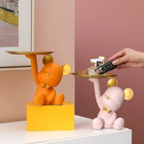 Bear Mesh Red Fruit Pan Creative High Face Value Living Room Room room Tea Table Snack entrance door Entrance Key Containing box