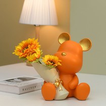 Creative touts Flowers Bear Living Room TV Cabinet Office Desktop Small Pendulum Pieces to send girlfriends Birthday Gifts women