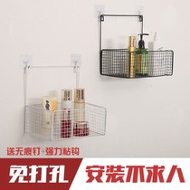 Nordic Kitchen Shelve Bathroom Toilet Wall Wall Hanging Basket Wall Free of perforated containing frame Iron art hanging basket