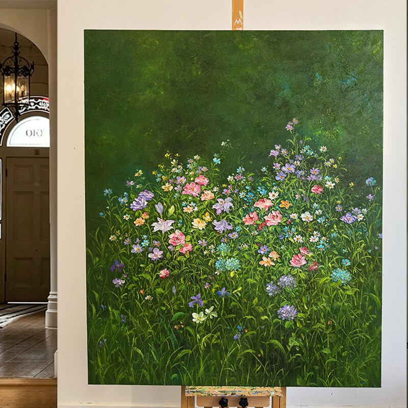 "The Splendor under the Green Fields" Fresh-Style Bedroom Wall Decoration Painting, Green Eye-Protecting Wall Art for the Entrance Hall "The Splendor under the Green Fields" Fresh-Style Bedroom Wall Decoration Painting, Green Eye-Protecting Wall Art for the Entrance Hall