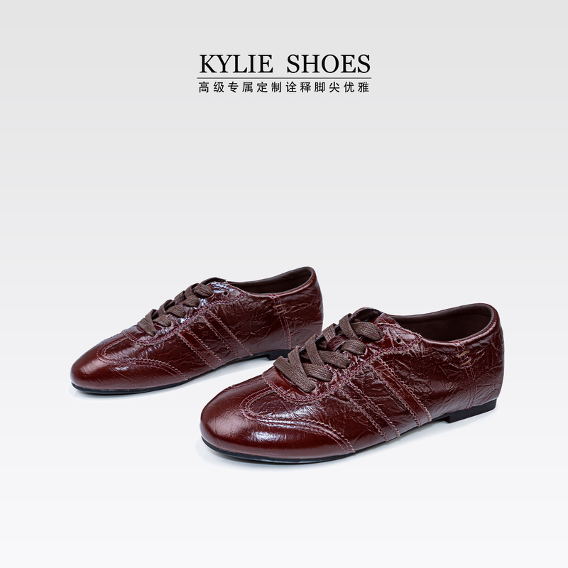 【Morning Light Rachel】Vintage Genuine Leather Thick-Soled Gat Training Shoes for Women Casual Sports Derby Shoes Sneakers for Women
