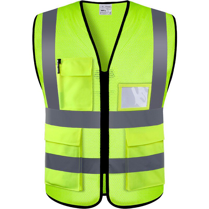 Multi-pocket mesh waistcoat custom reflective strips waistcoat for men and women workwear sleeveless mesh vests waistcoat imprint logo