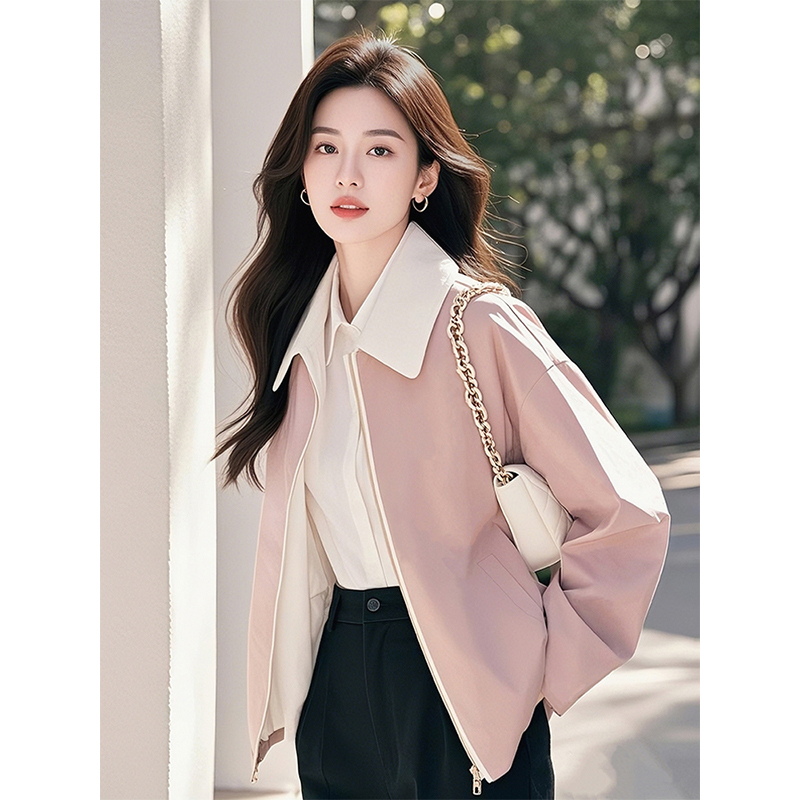 2025 Spring New Korean Style Chic High-End Super Stylish Casual Versatile Pink Workwear Jacket for Women