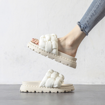 4 23D ten thousand people plant grass -- Amy Designer -- small fragrant wind white bread slippers for summer and half tug