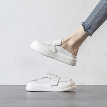 4 13E ten thousand people plant grass -- Amy Designer -- Summer one foot pedal womens shoes summer and half tug small white shoes thick bottom