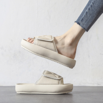 4 27D ten thousand people plant grass -- Amy Designer -- Magic sticker white genuine leather semi-slipper female summer new