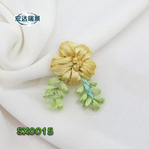 Retro Silk Ribbon Embroidered Handcrafted Solid Flowers Embroidery Clothes Clothing Diy Accessories Lace Mesh Embroidered Decoration