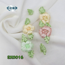 Hand Three-dimensional Embroidered Flowers Silk Ribbon Embroidered Lace Cloth Applie Dresses Clothing Accessories Chest Flower Mesh Embroidered