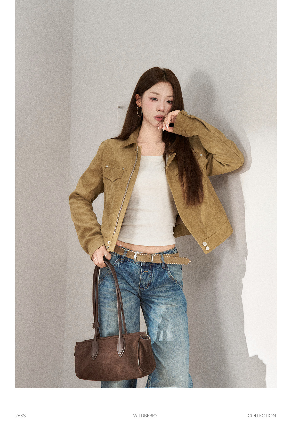 Wildberry Khaki Suede Cargo Jacket