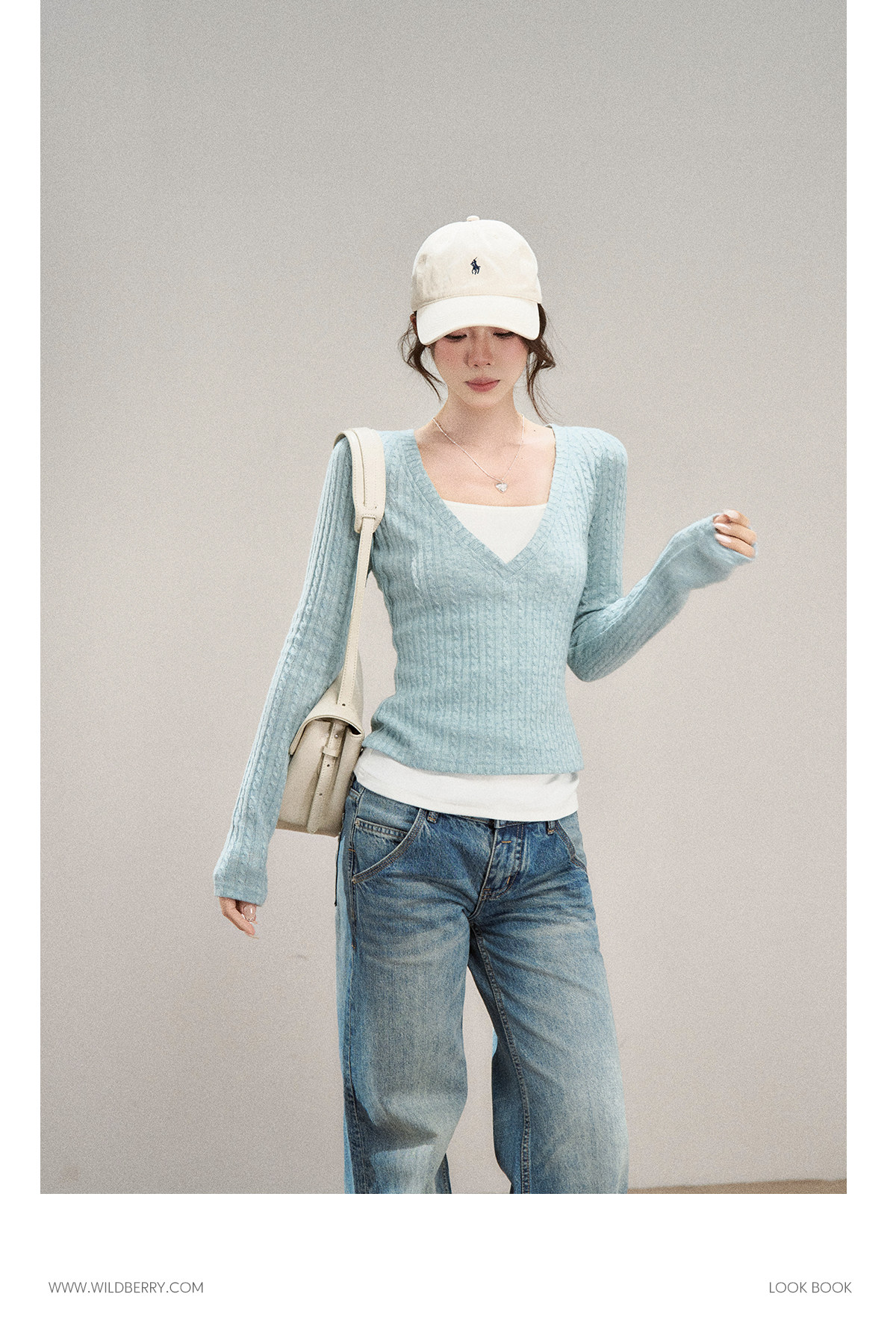 Wildberry Faux Two-Piece V-Neck Ribbed Knit Top